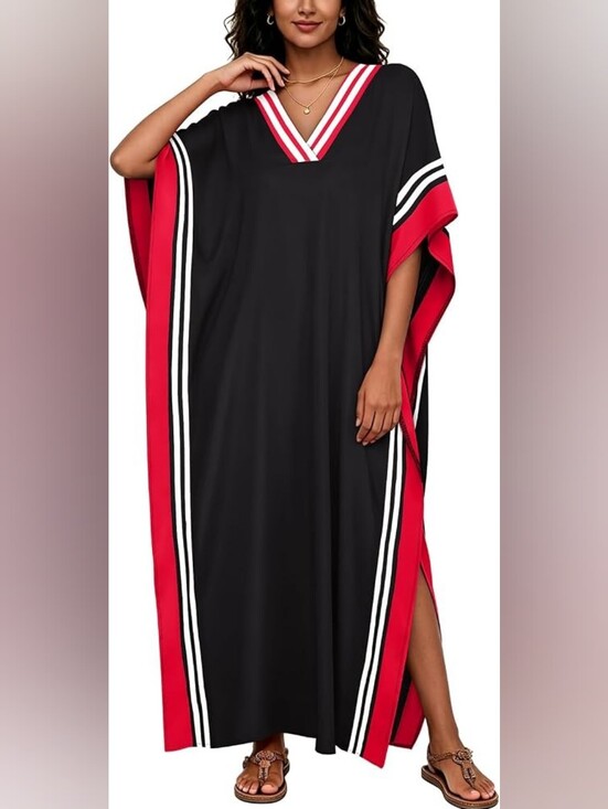 Other - Kaftan V Neck Beach Caftan Swimsuit Cover Up Lounge Bat Wing Sleeve One Size